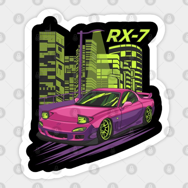 Mazda RX-7 (Magenta) Sticker by zevalia